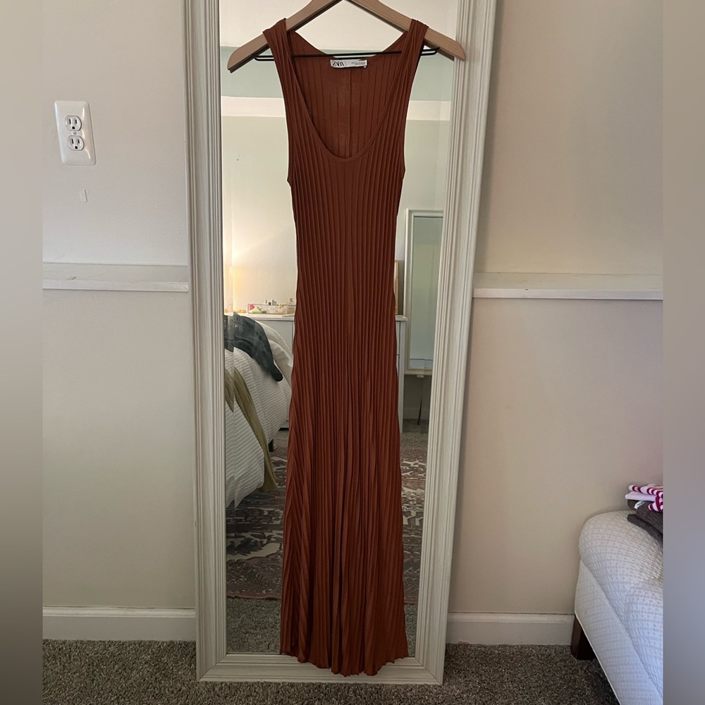 Brown Ribbed Zara Dress